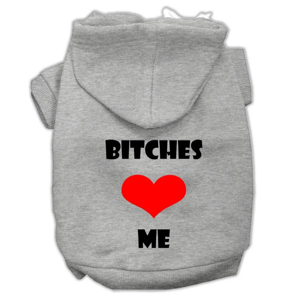 Bitches Love Me Screen Print Pet Hoodies Light Pink Size Xs (8)