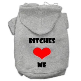 Bitches Love Me Screen Print Pet Hoodies Light Pink Size Xs (8)