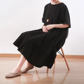 Black casual summer Women Dresses long linen Cotton women dresses AMT962318