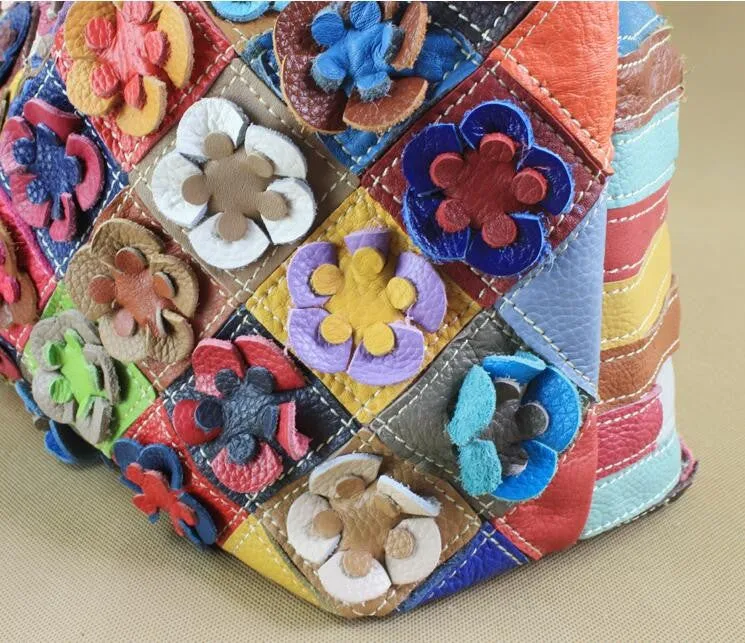 Chic fashion beautiful flower stitching Handbag