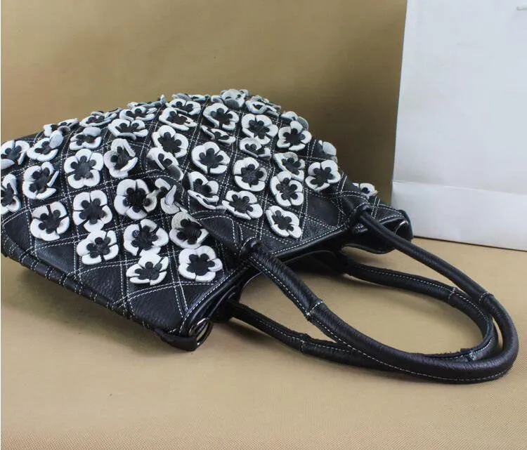 Chic fashion beautiful flower stitching Handbag