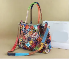 Chic fashion beautiful flower stitching Handbag