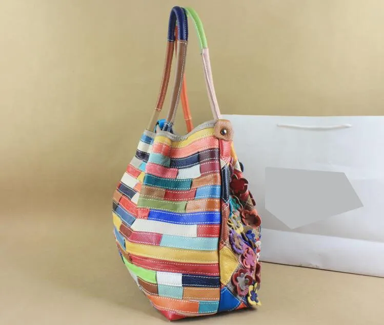 Chic fashion beautiful flower stitching Handbag