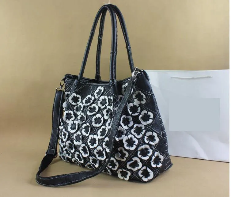 Chic fashion beautiful flower stitching Handbag