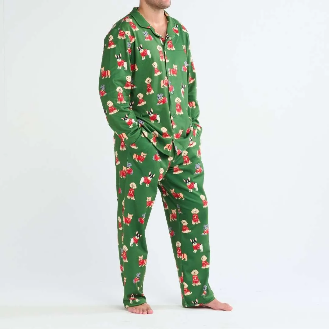 Christmas-Themed Dapper Pup Pajama Top