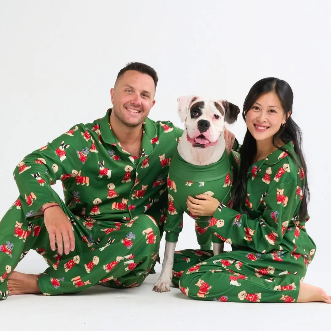 Christmas-Themed Dapper Pup Pajama Top