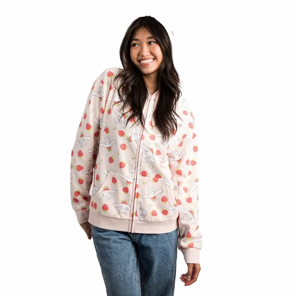 Cinnamoroll Strawberry Light Pink Zip-Up Hoodies