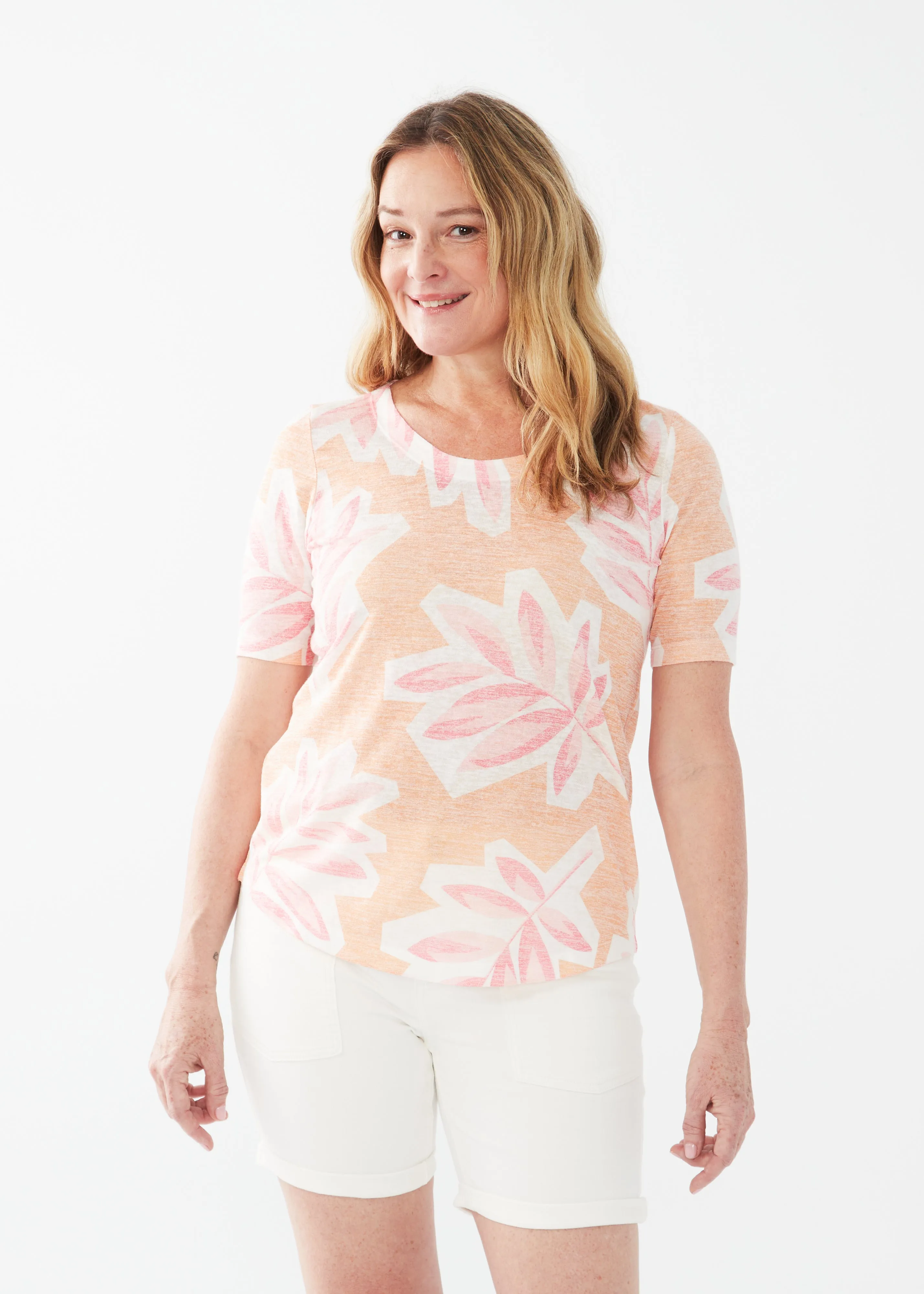 Elbow Sleeve Scoop Neck Top