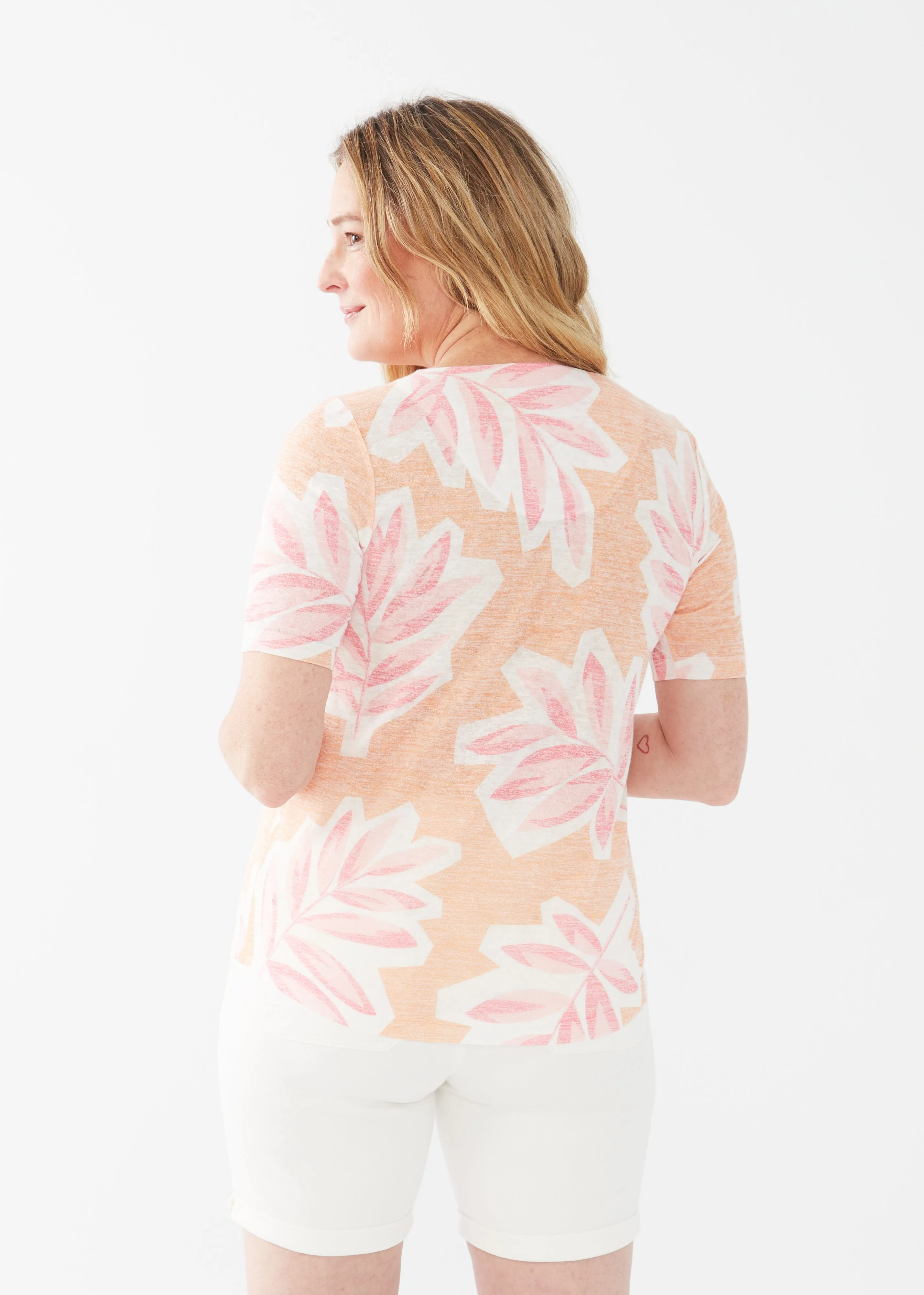 Elbow Sleeve Scoop Neck Top