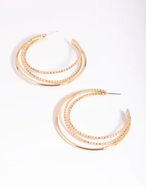 Gold Diamond Cut Hoop Earrings