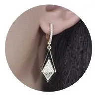 Gold Plated Sterling Silver CZ And Green Spinel Kite Shaped Earrings