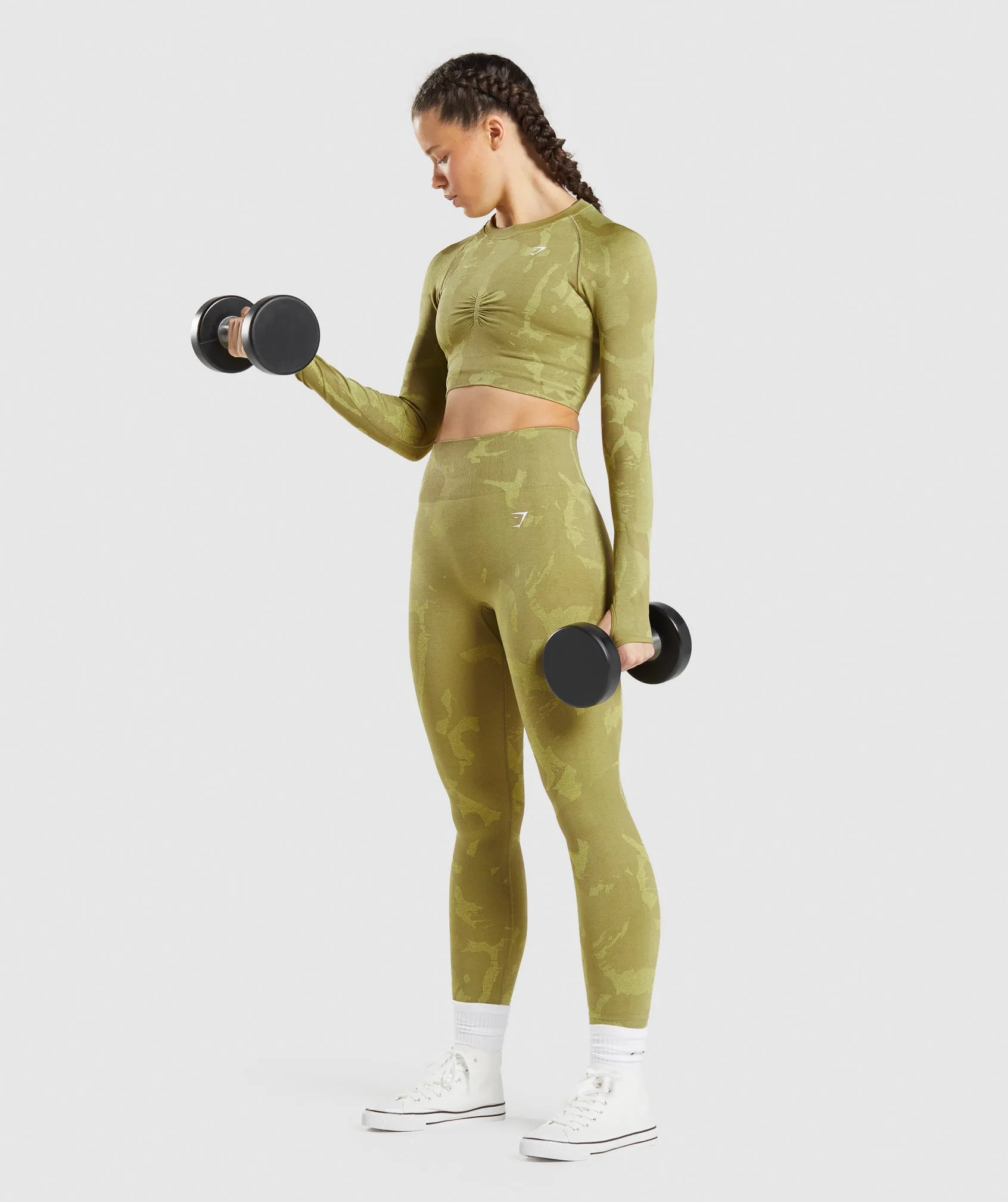 Gymshark Adapt Camo Seamless Leggings - Savanna | Griffin Green