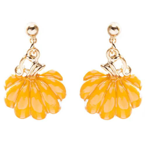 Halloween Costume Jewelry Enamel Pumpkin Charm Dangle Earrings E761 Orange