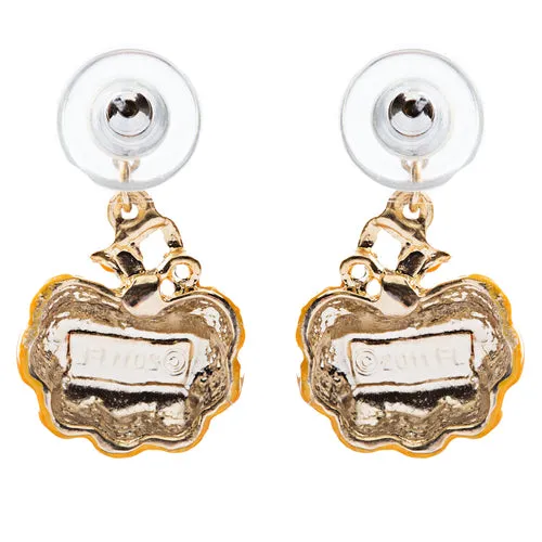 Halloween Costume Jewelry Enamel Pumpkin Charm Dangle Earrings E761 Orange