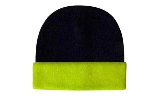 Headwear Acrylic Hi-vis Turn-up Beanie X12 - 3027