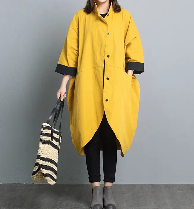 High Collar Patchwork Dresses Loose Fall Dresses Casual Women Dresses SSM97213