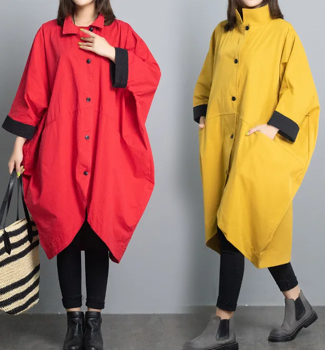 High Collar Patchwork Dresses Loose Fall Dresses Casual Women Dresses SSM97213