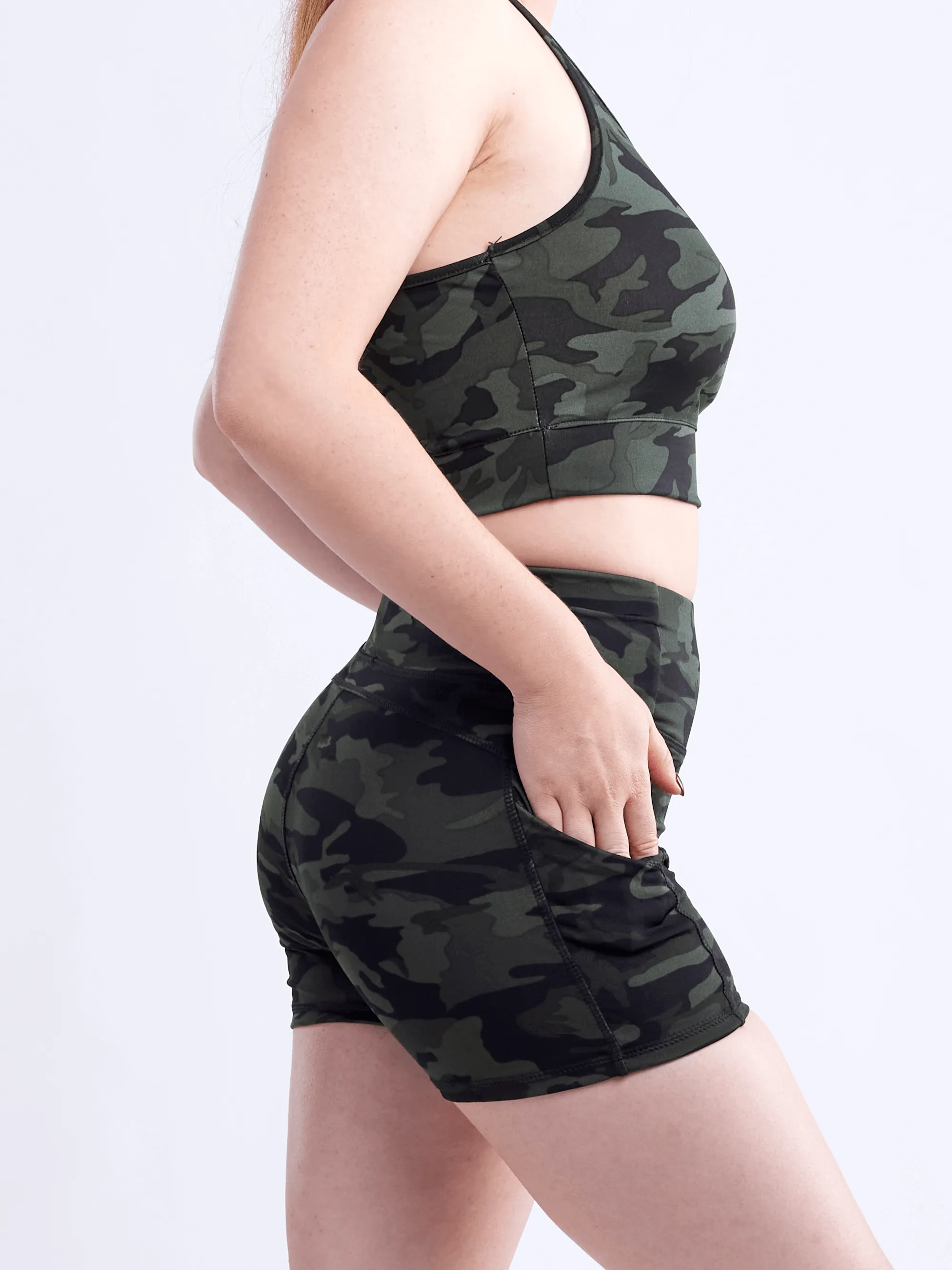 High-Waisted Athletic Shorts with Side Pockets