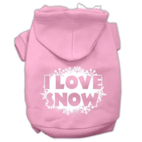I Love Snow Screenprint Pet Hoodies Light Pink Size XXL (18)