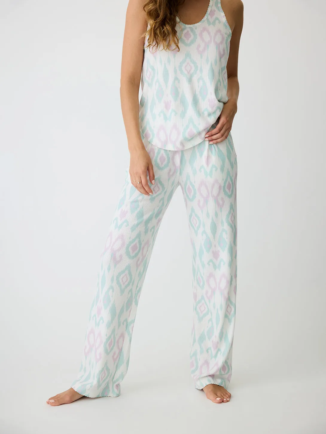 Ikat Watercolour Pant - Seafoam