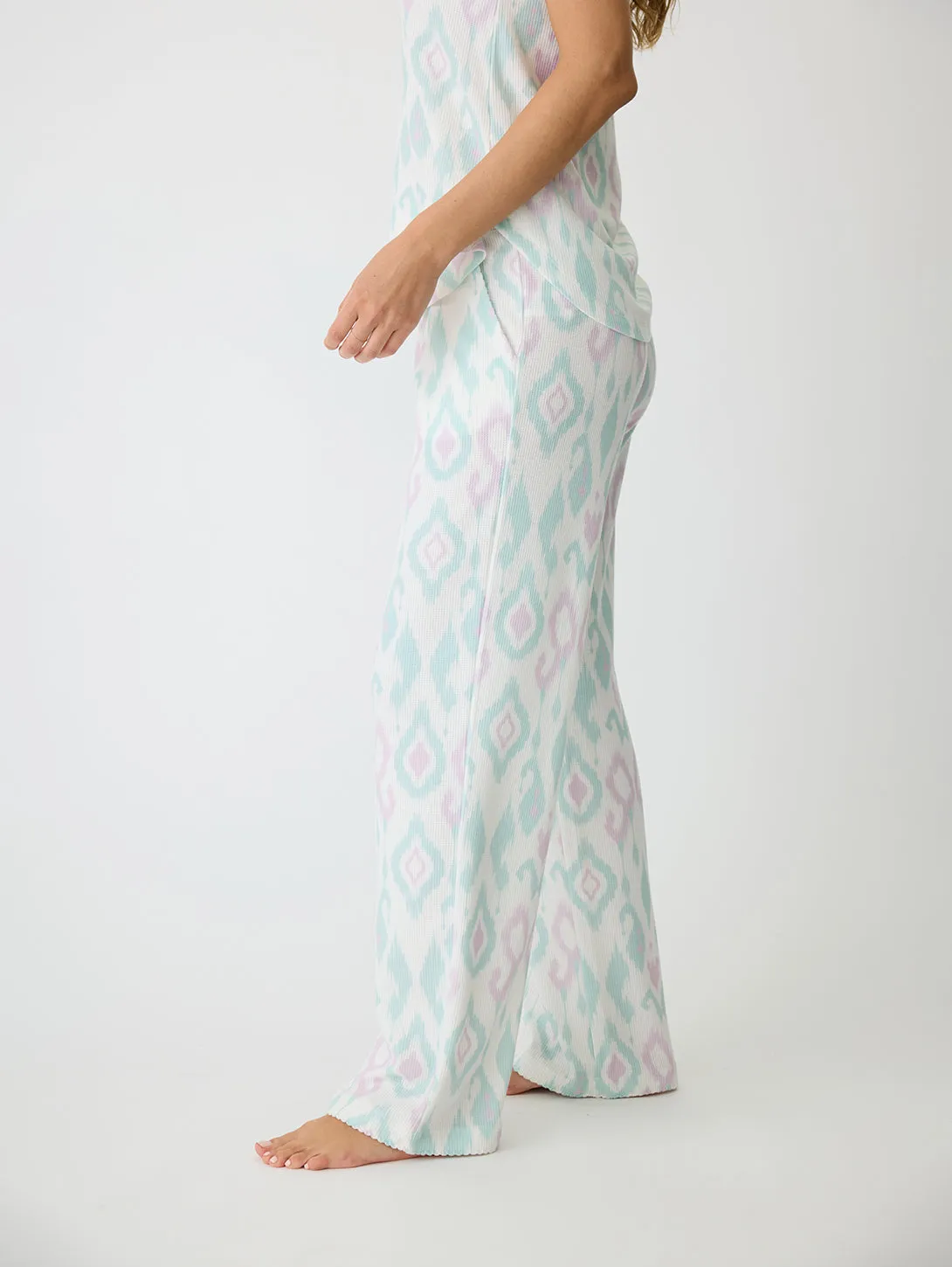 Ikat Watercolour Pant - Seafoam