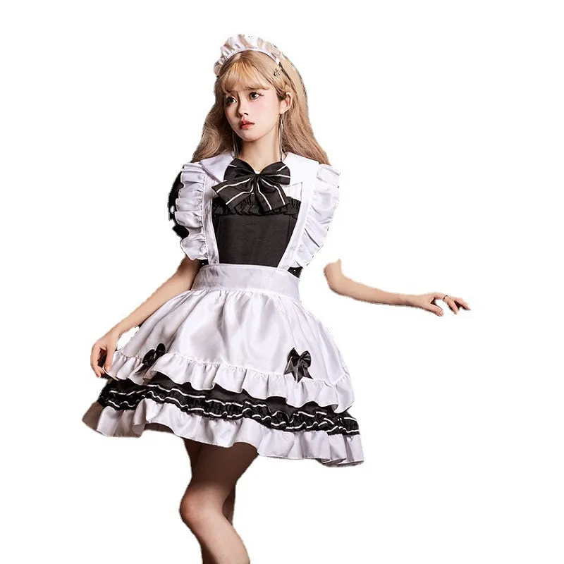 Japanese Black And White Classic Lolita Maid Dress Suit
