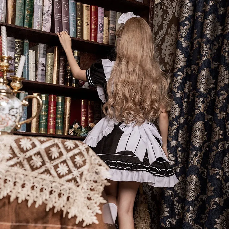 Japanese Black And White Classic Lolita Maid Dress Suit