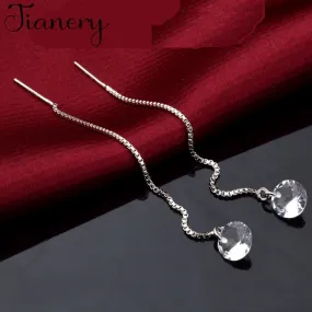 JIANERY 925 Sterling Silver Crystal Earrings for Women Girls Christmas Gift Statement Jewelry Pendientes Plata 925