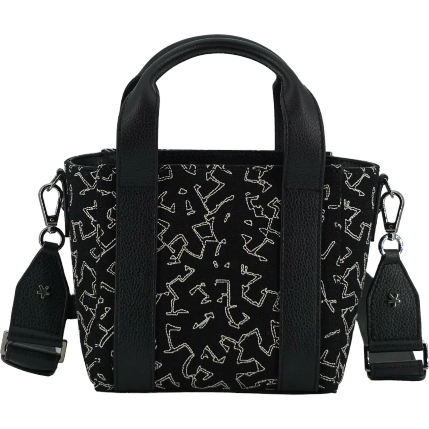 Jimmy Choo Black Leather and Canvas Small Tote Bag