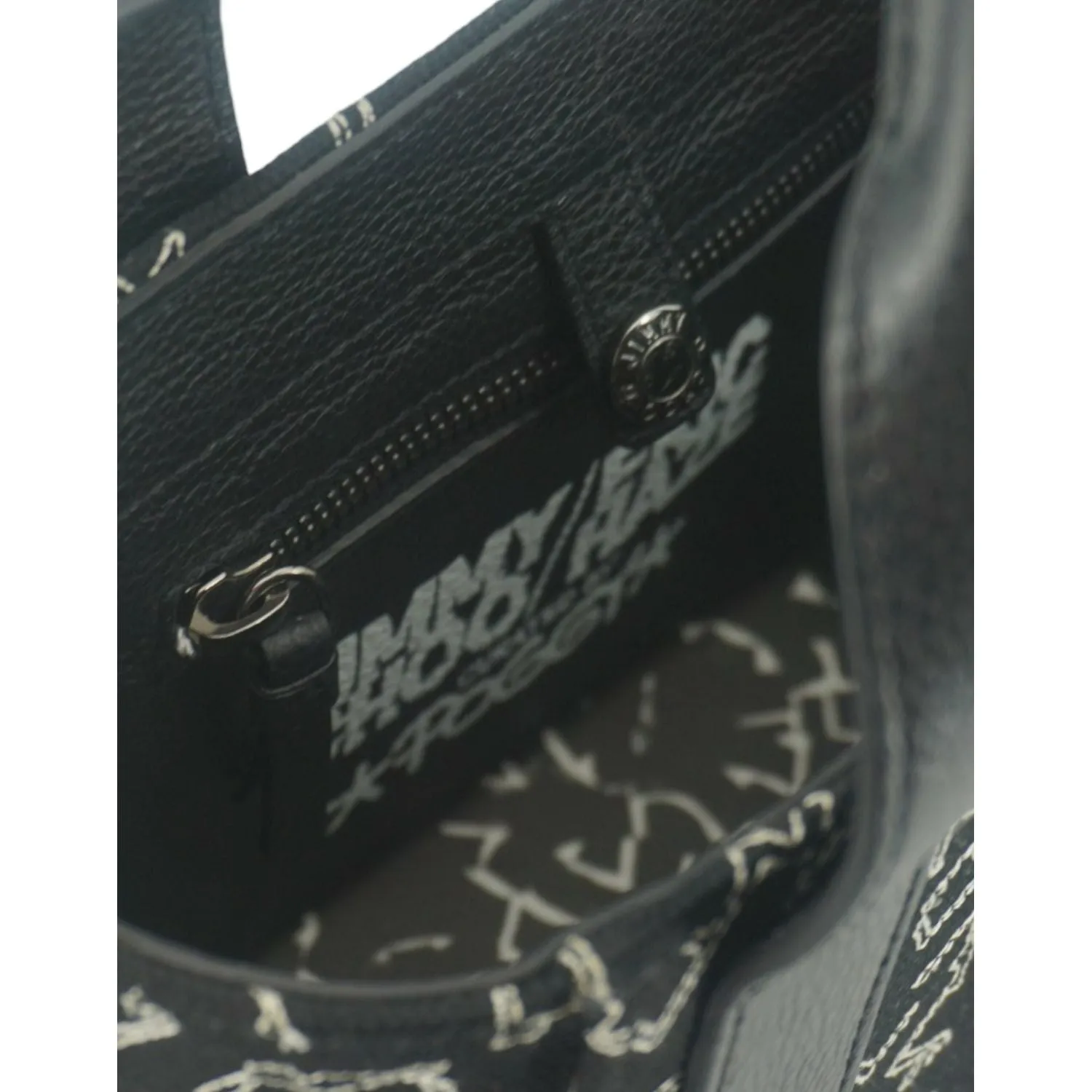 Jimmy Choo Black Leather and Canvas Small Tote Bag