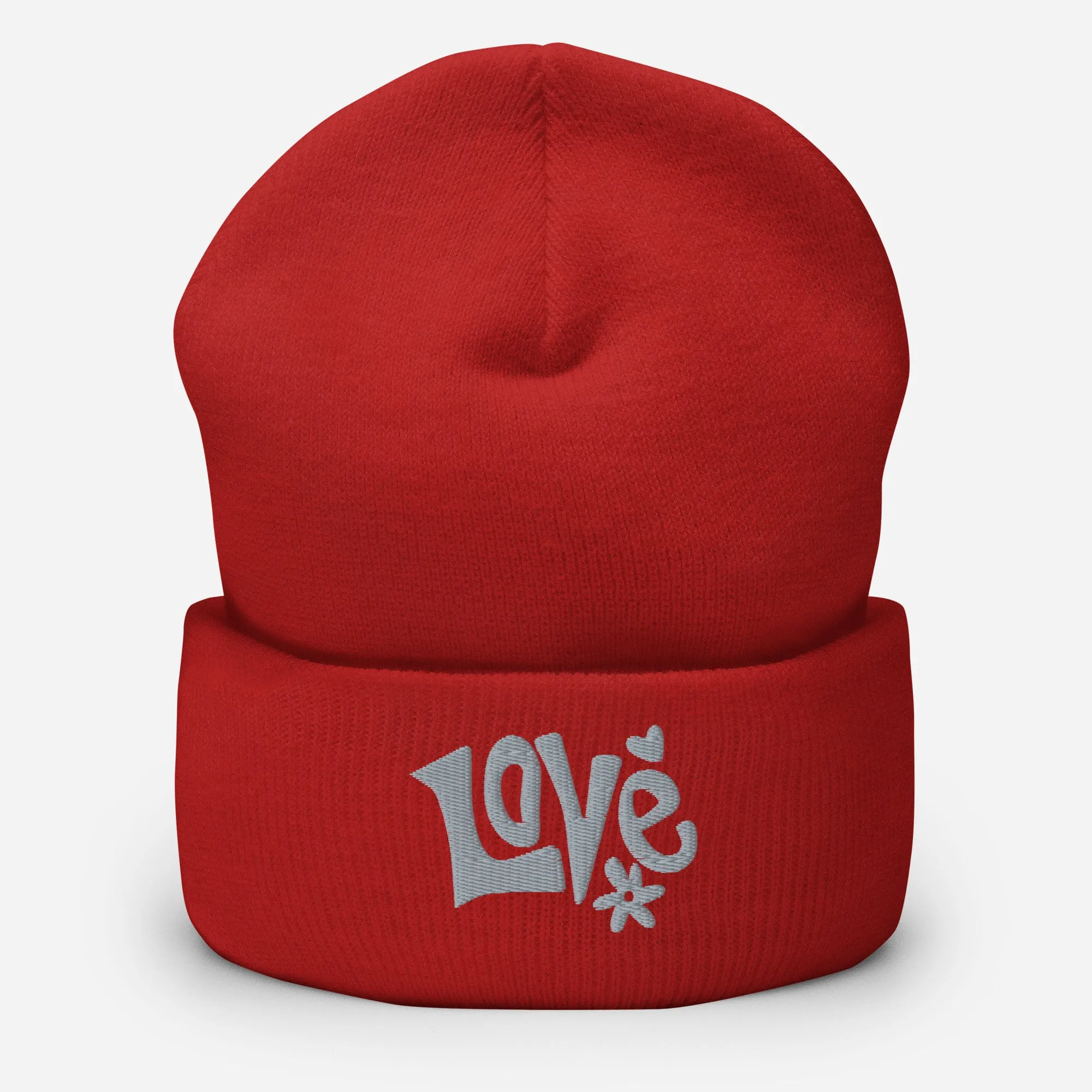 Love embroidered cuffed beanie
