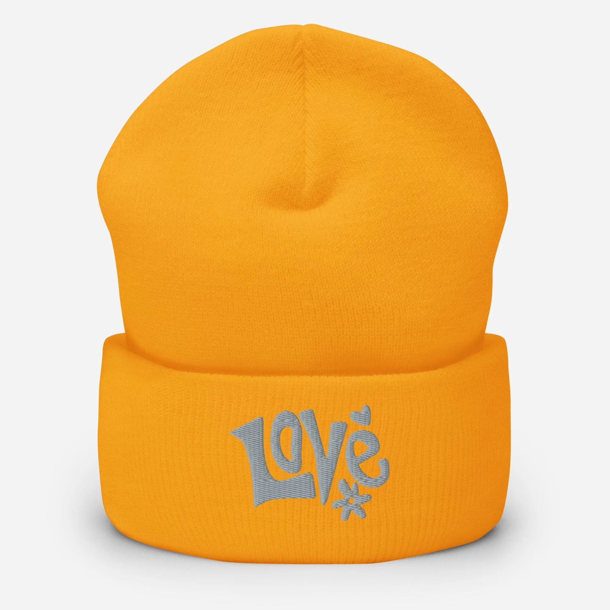Love embroidered cuffed beanie
