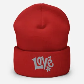 Love embroidered cuffed beanie