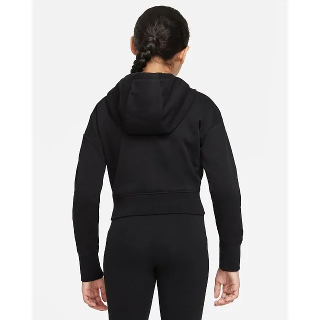 Nike Sportswear Club French Terry Cropped Girls Lifestyle Hoody Black