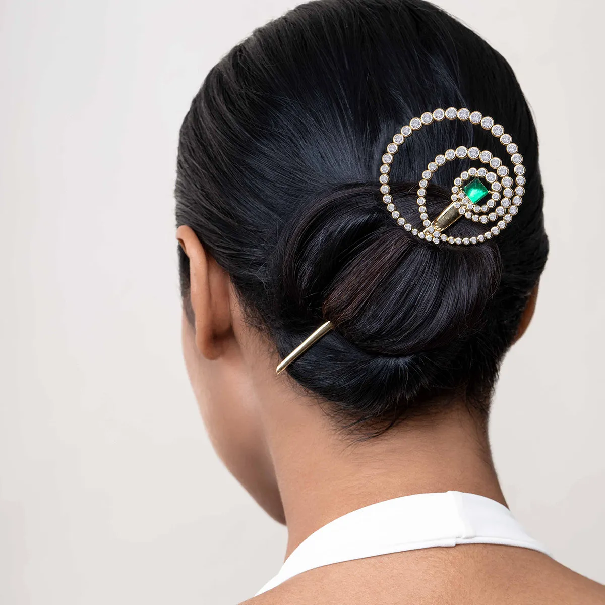 Raina Hydro Emerald & CZ Hair Bodkin