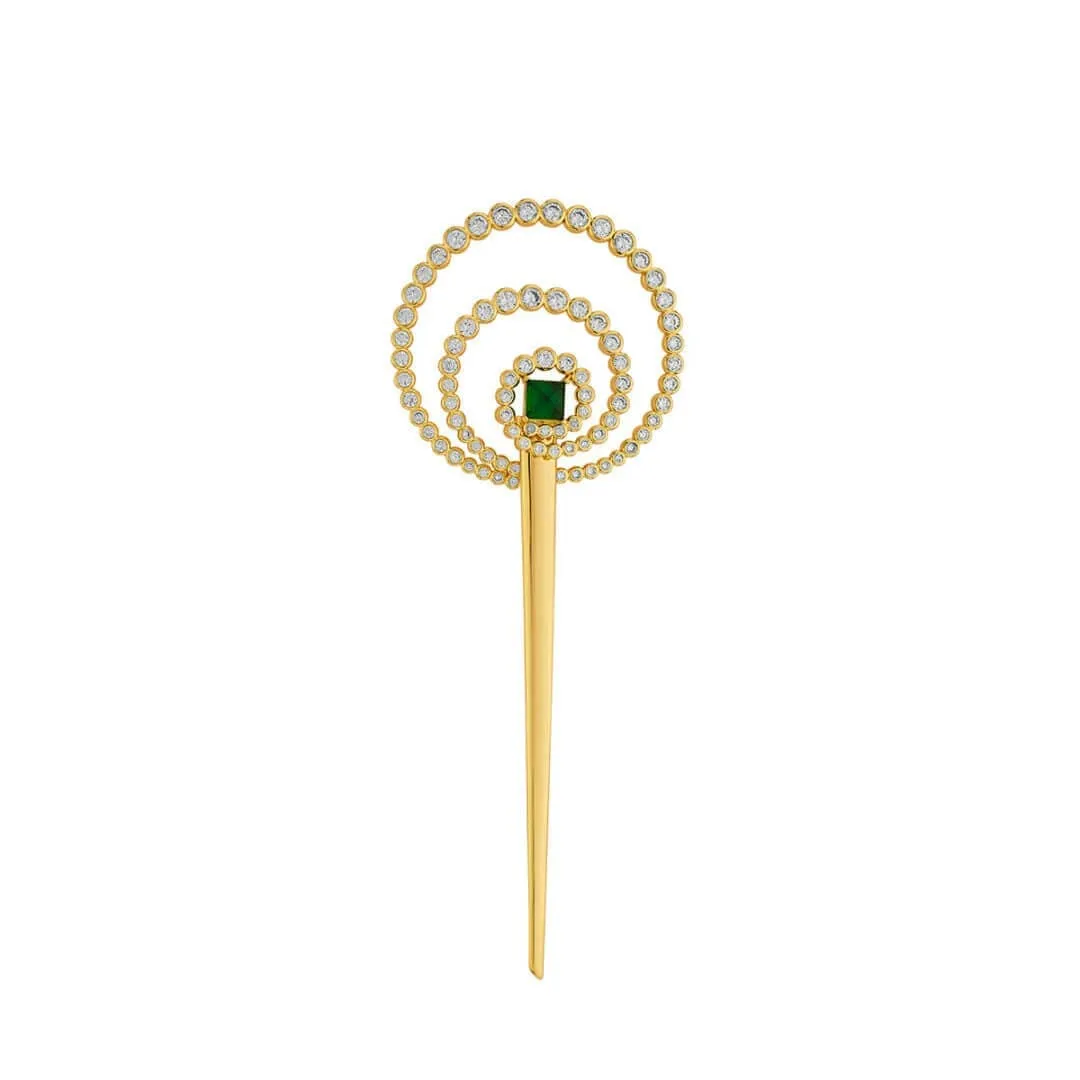 Raina Hydro Emerald & CZ Hair Bodkin