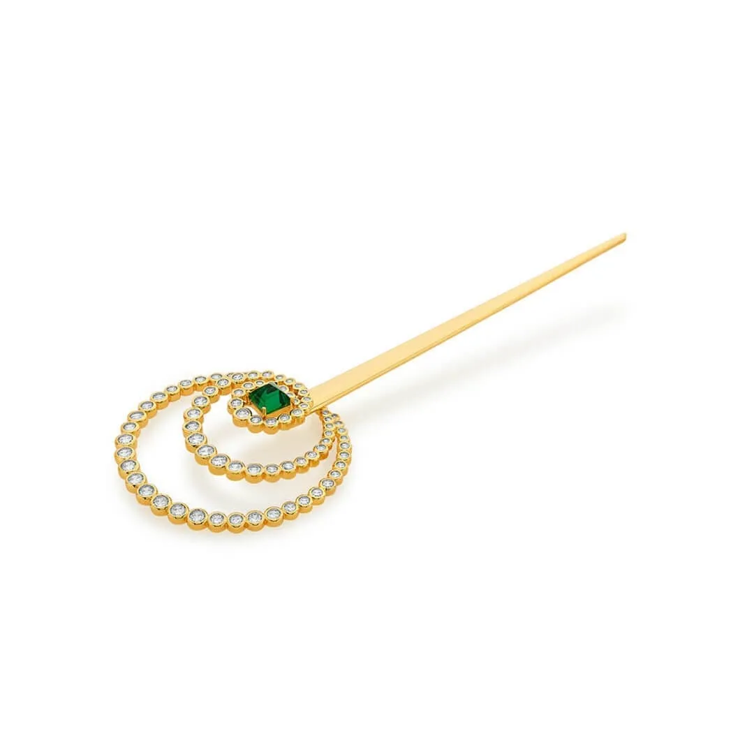 Raina Hydro Emerald & CZ Hair Bodkin