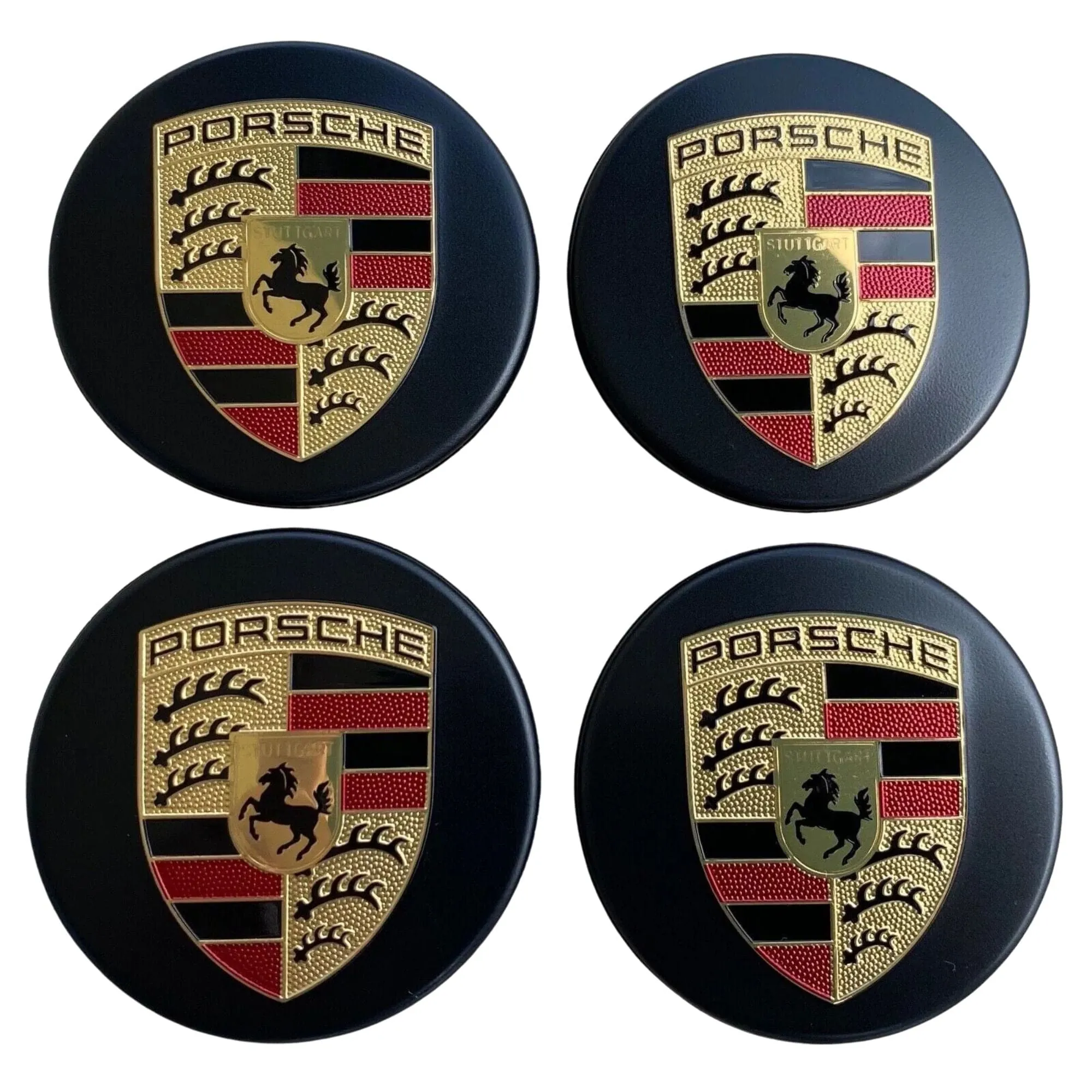 Set Of 4 Porsche Center Hub Caps Wheel Caps 76mm Black Hubcap
