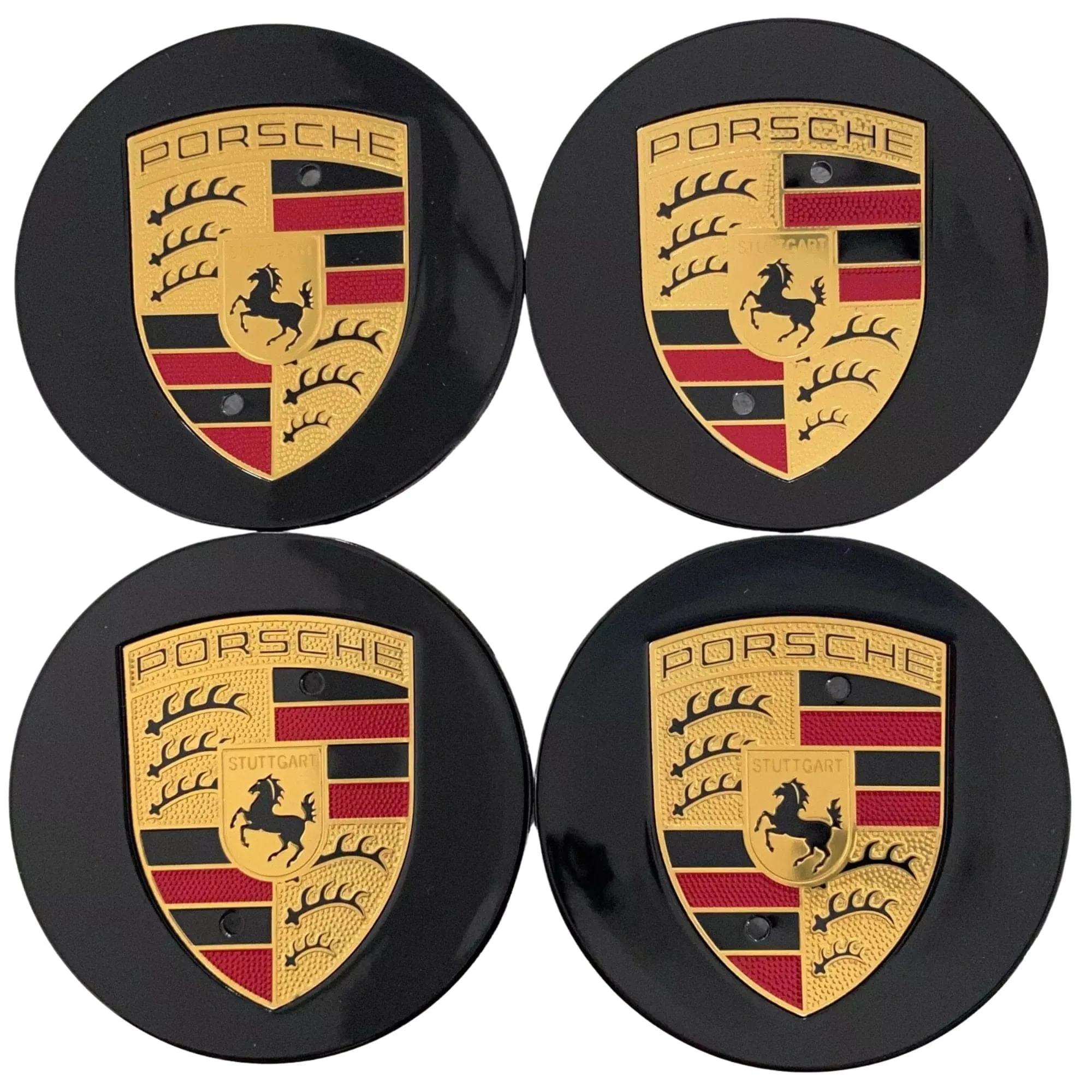 Set Of 4 Porsche Center Hub Caps Wheel Caps 76mm Black Hubcap