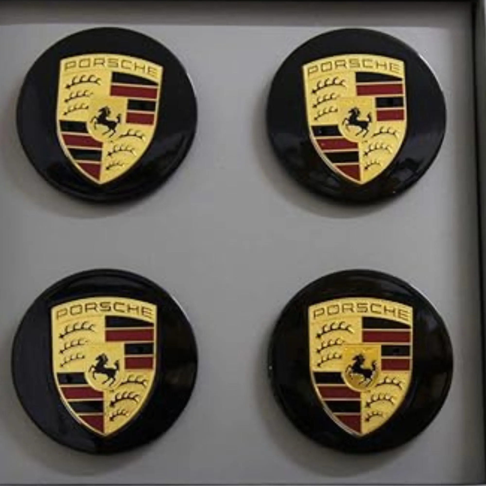 Set Of 4 Porsche Center Hub Caps Wheel Caps 76mm Black Hubcap