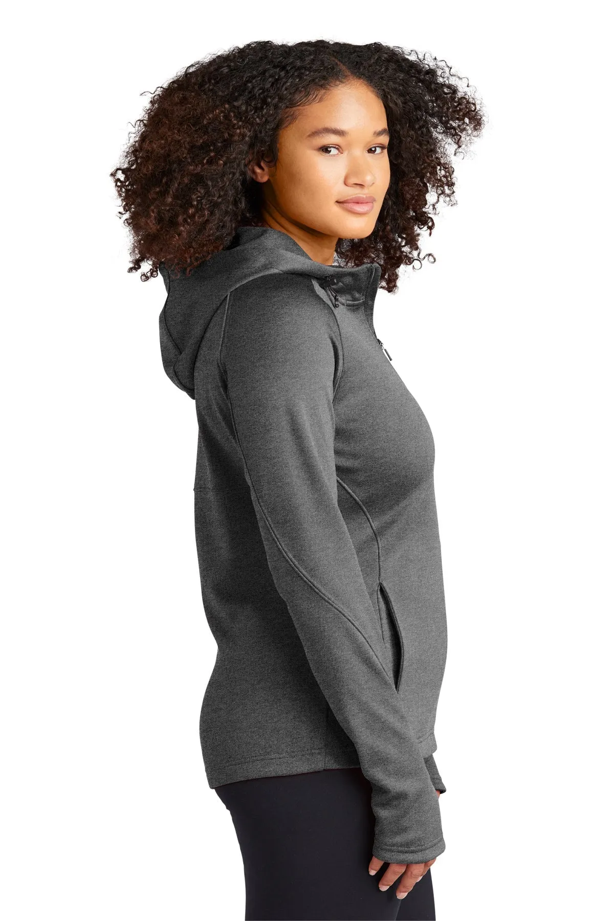 Sport-Tek Ladies Tech Fleece Customized Full-Zip Hooded Jackets, Graphite Heather