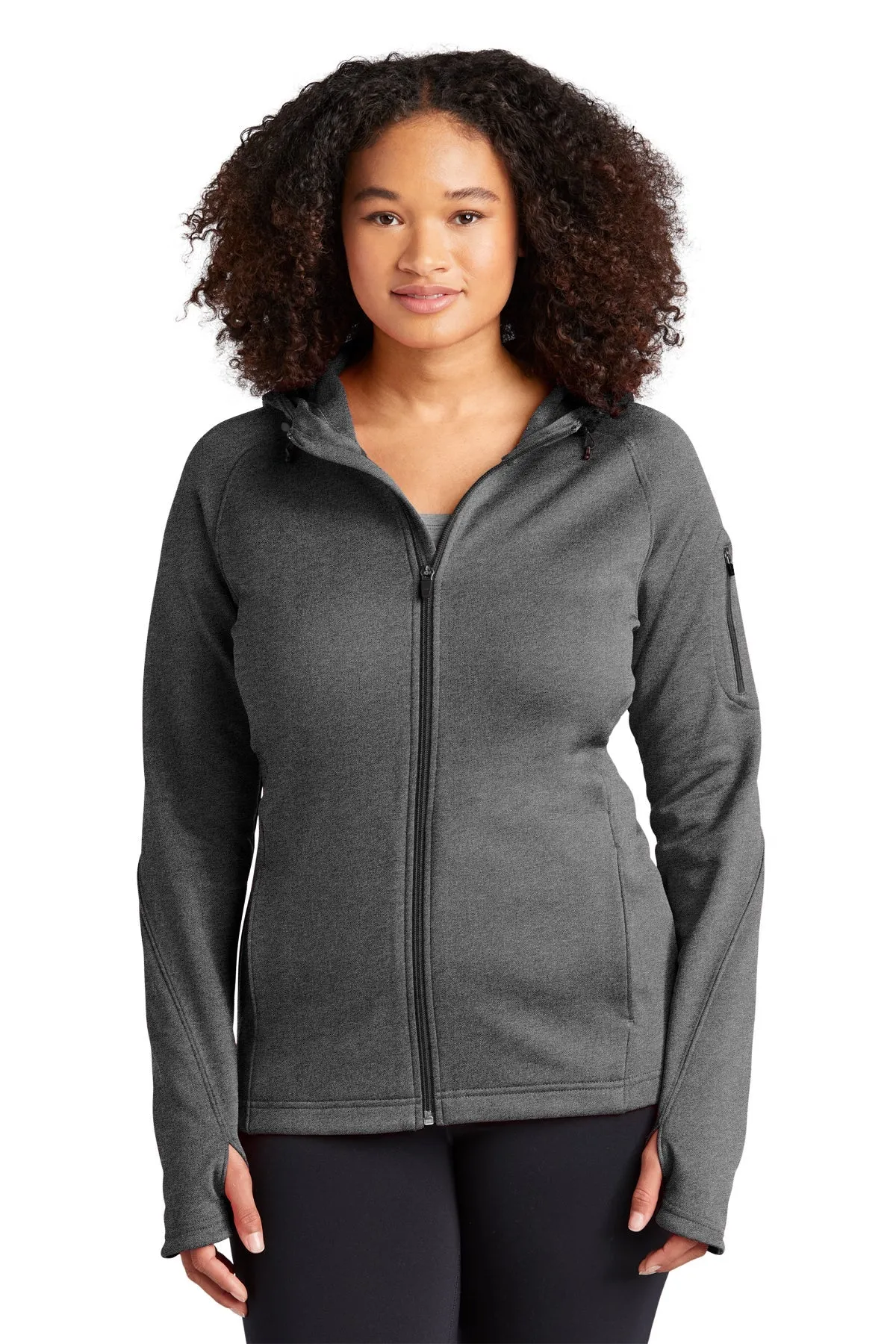 Sport-Tek Ladies Tech Fleece Customized Full-Zip Hooded Jackets, Graphite Heather