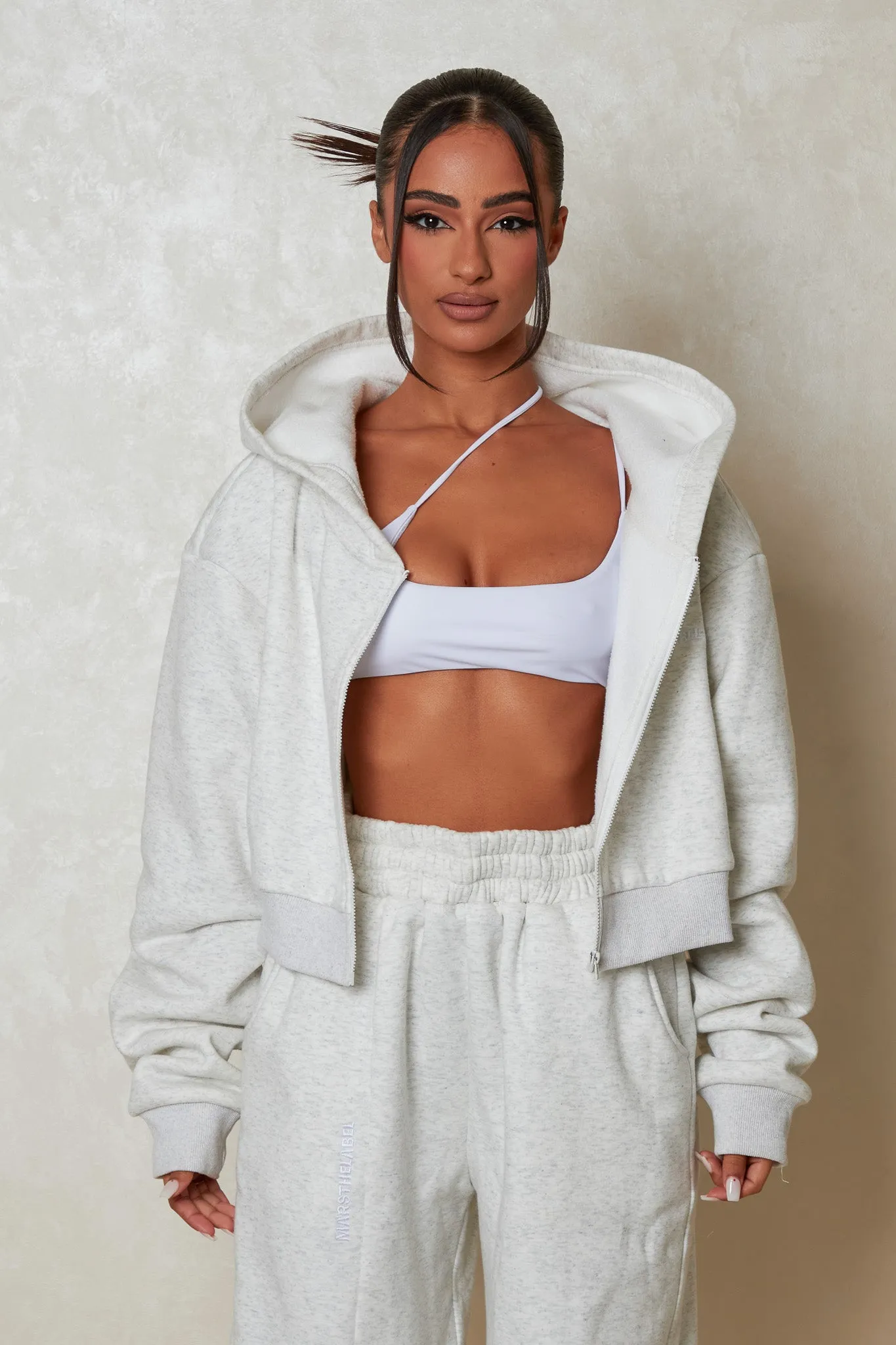 The Essentials Cropped Jacket - Marl Grey