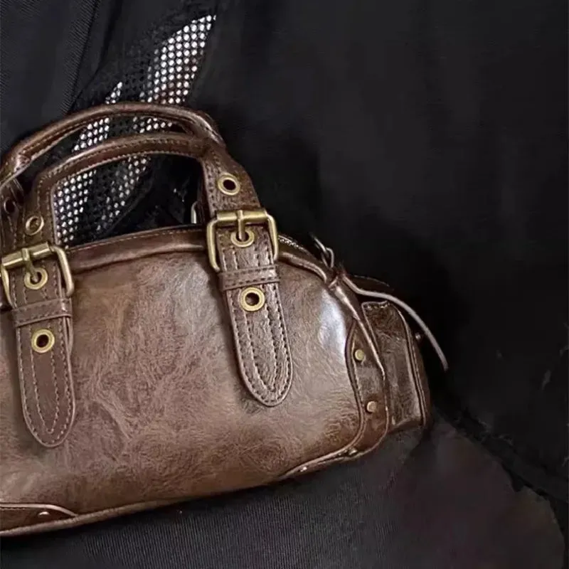 UAKISS  -  New Women's Fashion Handbags Retro Solid Color PU Leather Shoulder Underarm Bag Casual Women Hobos Handbags