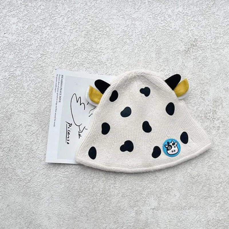 Unisex Cartoon Cow Design Knitted Soft Warm Beanies For Kids