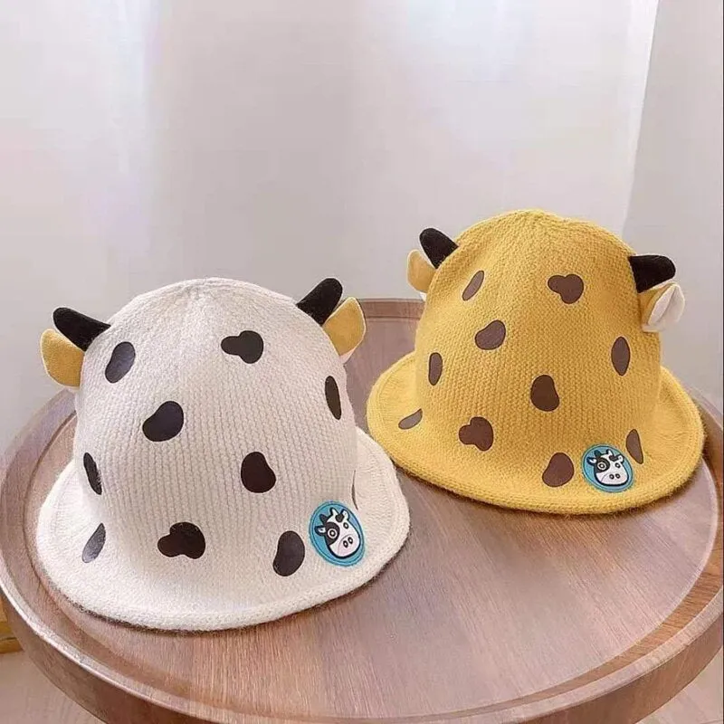 Unisex Cartoon Cow Design Knitted Soft Warm Beanies For Kids