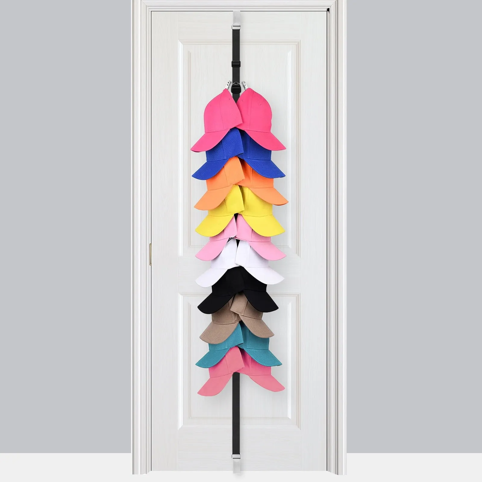 versatile 20 Baseball Cap Holder,  Closet Cap Racks, Closet Hanging Cap Keeper, Hats Holders Closet Hook Storage Organizer Hat Display Rack Fit Most Hats, 78.74inch