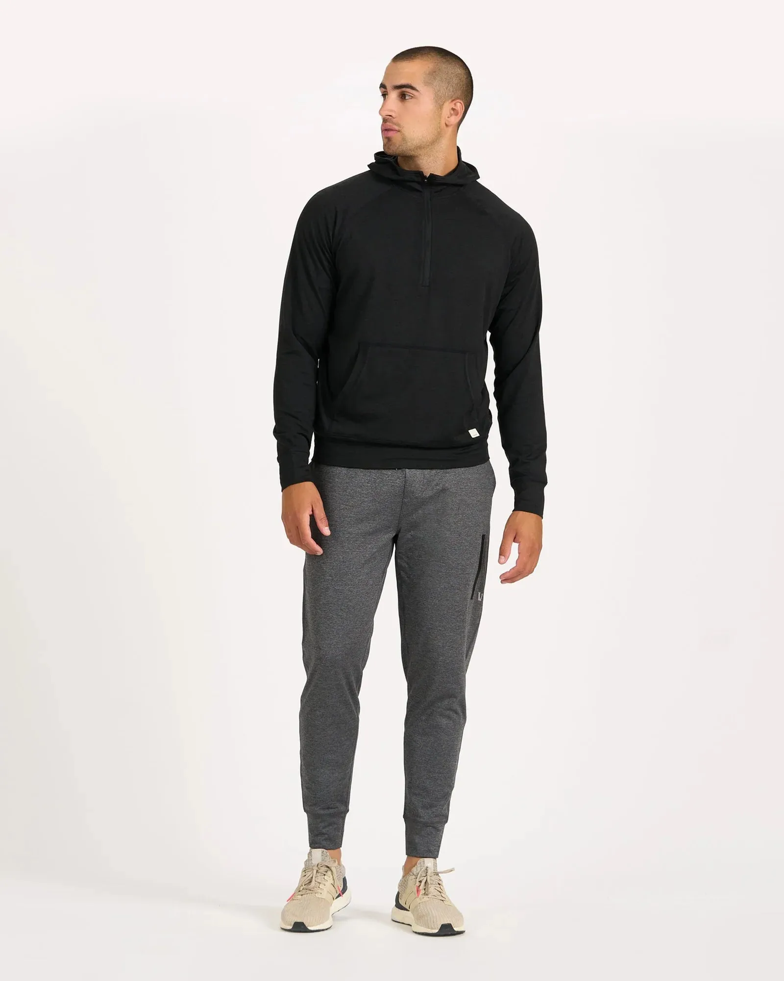 Vuori Black Heather 1/2 Zip Ponto Performance Hoodie