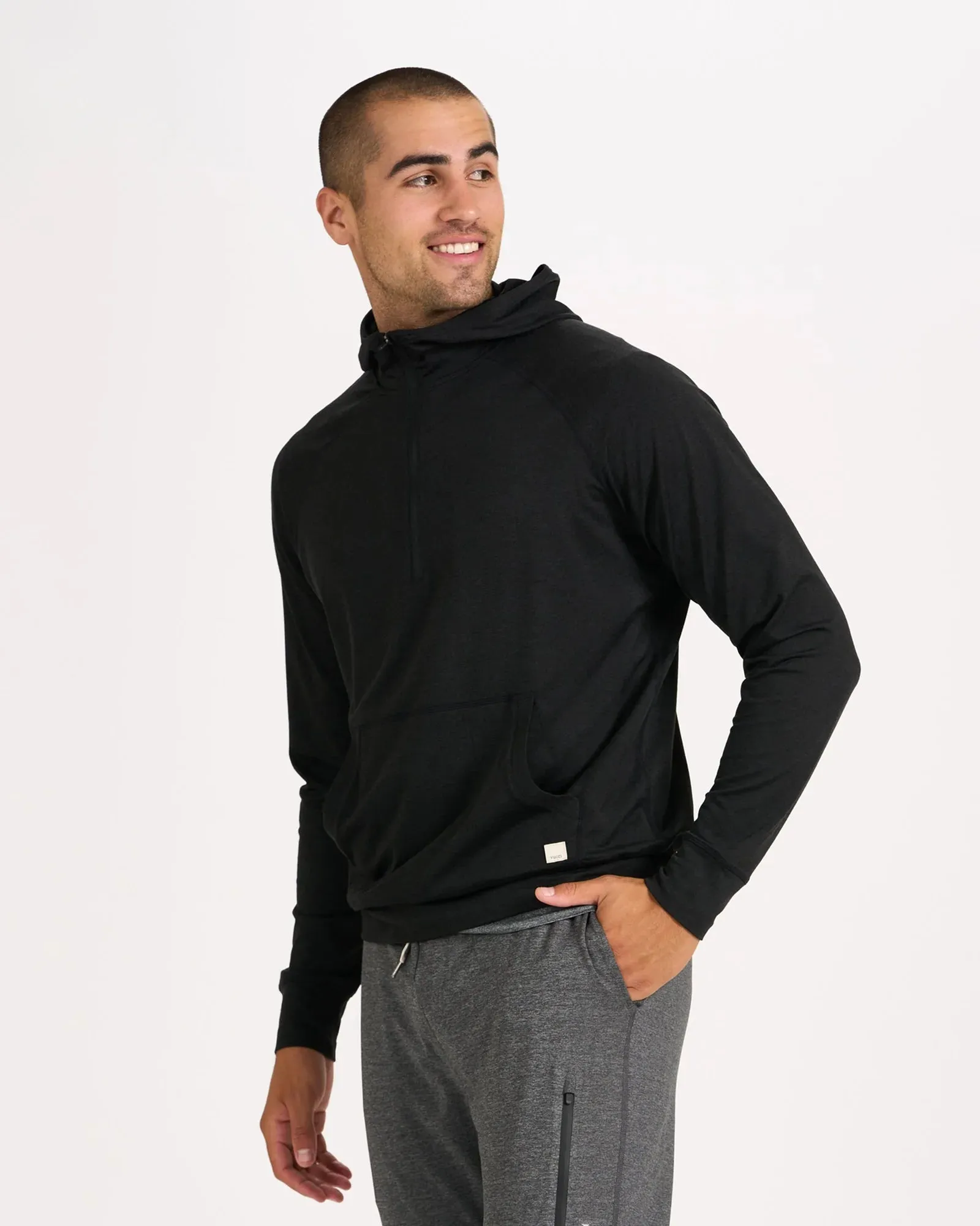 Vuori Black Heather 1/2 Zip Ponto Performance Hoodie
