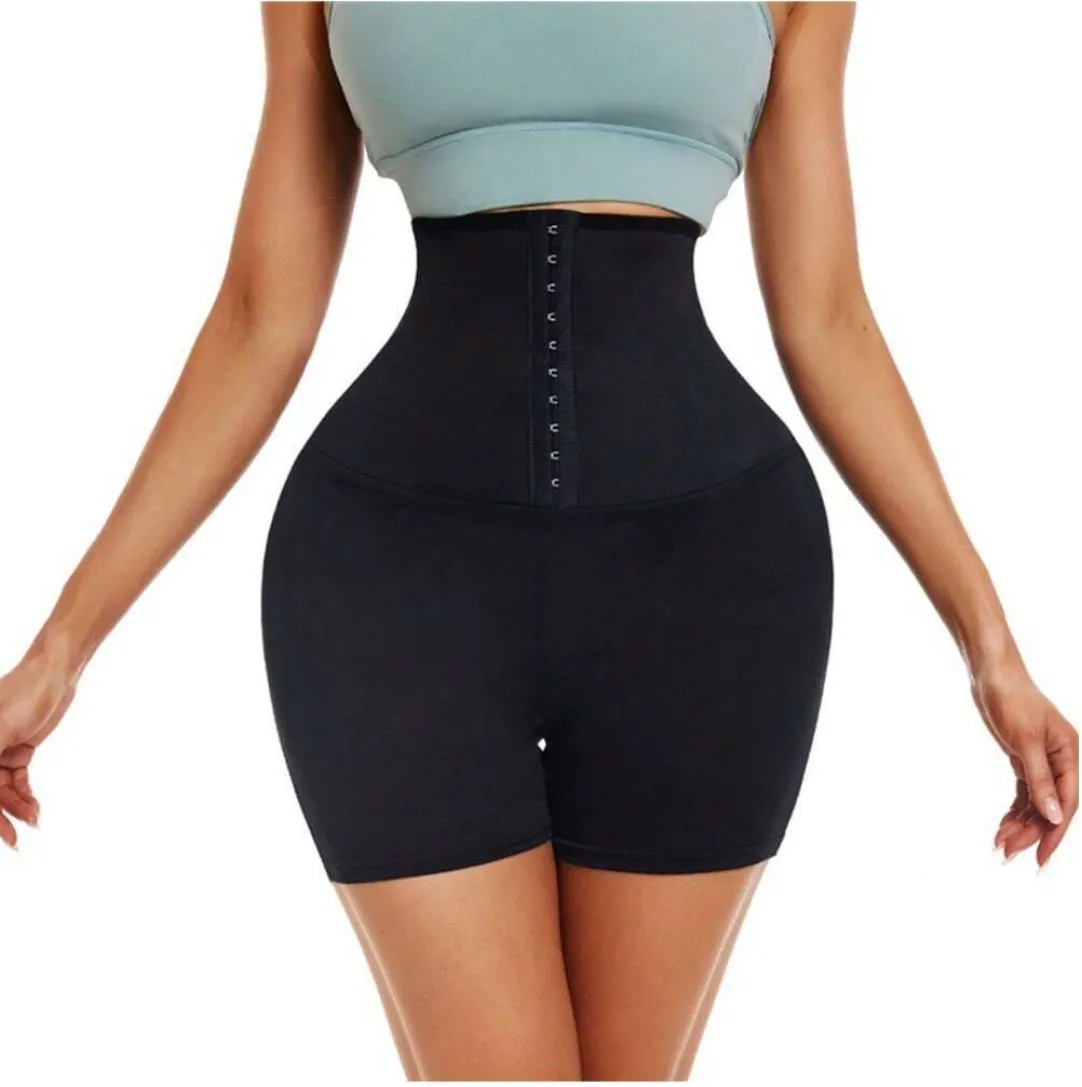 Women's High Waist Sauna Sweat Shorts with Hook Waist Trainer – Tummy Control, Fat Burn, and Workout Fitness Gear
